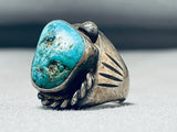 Astounding Vintage Native American Navajo Pilot Mountain Turquoise Sterling Silver Ring-Nativo Arts