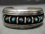 Museum Vintage Native American Navajo Bisbee Snake Eyes Turquoise Sterling Silver Bracelet-Nativo Arts