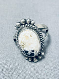 Fabulous Native American Navajo White Buffalo Turquoise Sterling Silver Ring-Nativo Arts