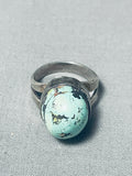 Remarkable Vintage Native American Navajo Domed Turquoise Sterling Silver Ring-Nativo Arts