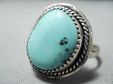 Amazing Vintage Native American Navajo Sleeping Beauty Turquoise Sterling Silver Ring-Nativo Arts