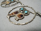 Detailed Vintage Native American Zuni Turquoise Inlay Sterling Silver Squash Blossom Necklace-Nativo Arts