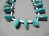 Rare Early Deposit Turquoise Vintage Native American Navajo White Heishi Necklace Old-Nativo Arts