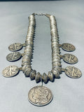 372 Grams Vintage Native American Navajo Coin Silver Squash Blossom Necklace-Nativo Arts