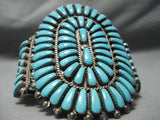 Native American Colossal Vintage Navajo Long Tears Turquoise Sterling Silver Bracelet-Nativo Arts