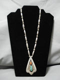 Exceptional Vintage Native American Navajo Royston Turquoise Sterling Silver Necklace Old-Nativo Arts