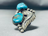Tremdendous Vintage Native American Navajo Kingman Turquoise Sterling Silver Ring-Nativo Arts