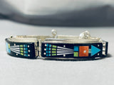 One Of The Most Intricate Ever Native American Navajo Turquoise Sterling Silver Clasp Bracelet-Nativo Arts