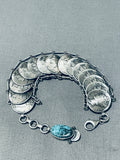Unique Native American Navajo Blue Diamond Turquoise & Mercury Dime Sterling Silver Bracelet-Nativo Arts