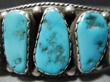 Important Vintage Native American Navajo Kee Joe Benally (d.) Sterling Silver Turquoise Bracelet-Nativo Arts