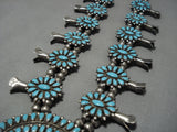 Amazing Vintage Native American Navajo Turquoise Sterling Silver Squash Blossom Necklace-Nativo Arts