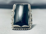 Newsworthy Vintage Native American Navajo Jet Stone Sterling Silver Ring-Nativo Arts
