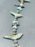 One Of The Best Vintage Navajo Turquoise Bird Fetish Sterling Silver Necklace-Nativo Arts