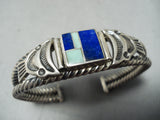 One Of Best Vintage Native American Navajo Ray Tracey Turquoise Coil Sterling Silver Bracelet-Nativo Arts