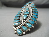 Colossal Vintage Native American Navajo Tiwsting Turquoise Sterling Silver Ring Huge-Nativo Arts