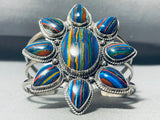 One Of The Best Vintage Native American Navajo Rainbow Calsilica Sterling Silver Bracelet-Nativo Arts