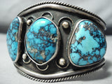 Museum Rare Turquoise Vintage Native American Navajo Sterling Silver Bracelet Old-Nativo Arts