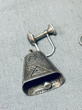 Highly Detailed Cowbell Vintage Native American Navajo Sterling Silver Earrings-Nativo Arts