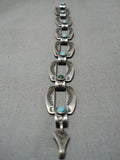 Unique Vintage Native American Navajo Pretty Blue Turquoise Sterling Silver Bracelet-Nativo Arts