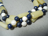 Native American Exceptional Vintage Santo Domingo Lapis Pearl Serpentine Necklace-Nativo Arts