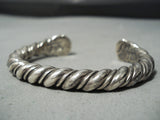 Heavy Coiled Vintage Native American Navajo Orville Tsinnie Sterling Silver Bracelet-Nativo Arts