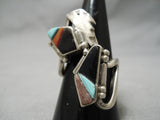 Important Inlay Master Vintage Native American Navajo Turquoise Sterling Silver Ring Old-Nativo Arts