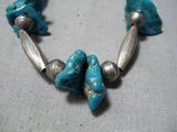 Marvelous Vintage Native American Navajo Turquoise Sterling Silver Necklace Old-Nativo Arts