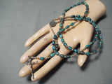 Rare Authentic Native American Navajo Turquoise Sterling Silver Rosary Necklace-Nativo Arts