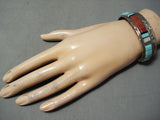 Martin And Esther Panteah Turquoise Coral Sterling Silver Native American Zuni Bracelet-Nativo Arts