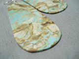 Native American One Of The Biggest Santo Domingo #8 Turquoise Sterling Silver Earrings-Nativo Arts