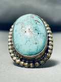 Marvelous Vintage Native American Navajo #8 Turquoise Sterling Silver Ring-Nativo Arts