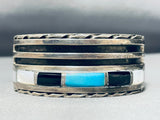 Heavy Vintage Native American Navajo Turquoise Sterling Silver Bracelet Old-Nativo Arts
