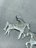 Very Intricate Horse Native American Navajo Sterling Silver Horses Earrings Signed-Nativo Arts