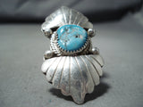 Mary Poncho Vintage Native American Zuni Blue Gem Turquoise Sterling Silver Ring-Nativo Arts