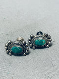 Early 1900's Vintage Native American Navajo Cerrillos Turquoise Sterling Silver Earrings-Nativo Arts