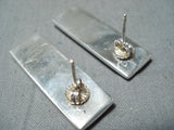 Important Tommy Jackson Vintage Native American Navajo Turquoise Sterling Silver Earrings-Nativo Arts