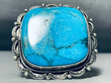 Native American Rare Huge Square Blue Diamond Turquoise Sterling Silver Bracelet-Nativo Arts