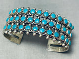 Eyes Of Turquoise Vintage Native American Navajo Sterling Silver Bracelet Cuff Old-Nativo Arts