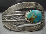 Heavy Thick Native American Navajo Royston Turquoise Sterling Silver Bracelet-Nativo Arts