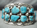 Heavy Huge Vintage Native American Navajo Cel Yazzie Turquoise Sterling Silver Bracelet Old-Nativo Arts