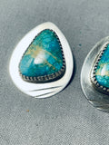 Native American Stunning Vintage Signed Apache Royston Turquoise Sterling Silver Earrings-Nativo Arts