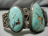 Very Important Vintage Native American Navajo Uita6 Royston Turquoise Ingot Silver Bracelet Old-Nativo Arts