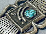 Important Roy Vandever Vintage Native American Navajo Turquoise Sterling Silver Heavy Buckle-Nativo Arts