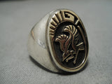 Amazing Vintage Native American Navajo 14k Gold Eagle Sterling Silver Ann Whitegoat Ring-Nativo Arts