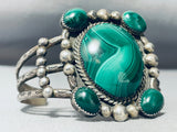 The Most Unique Vintage Native American Navajo Malachite Sterling Silver Bracelet Old-Nativo Arts