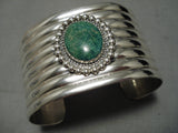 Early 1900's Vintage Native American Navajo Cerrillos Turquoise Sterling Silver Cuff Bracelet-Nativo Arts