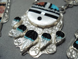 Expressive Vintage Native American Zuni Turquoise Sterling Silver Necklace And Earring Set Old-Nativo Arts