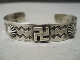 Early 1900's Vintage Native American Navajo Whilring Logs Sterling Silver Bracelet-Nativo Arts