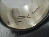 Important Vintage Native American Navajo Tommy Jackson Turquoise Inlay Sterling Silver Ring-Nativo Arts