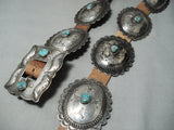 Old Heavy Vintage Native American Navajo Turquoise Sterling Silver Concho Belt Old-Nativo Arts